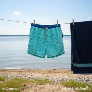 Rainforest‎ Men's Martini & Cocktail Print Swim Trunks - Size M